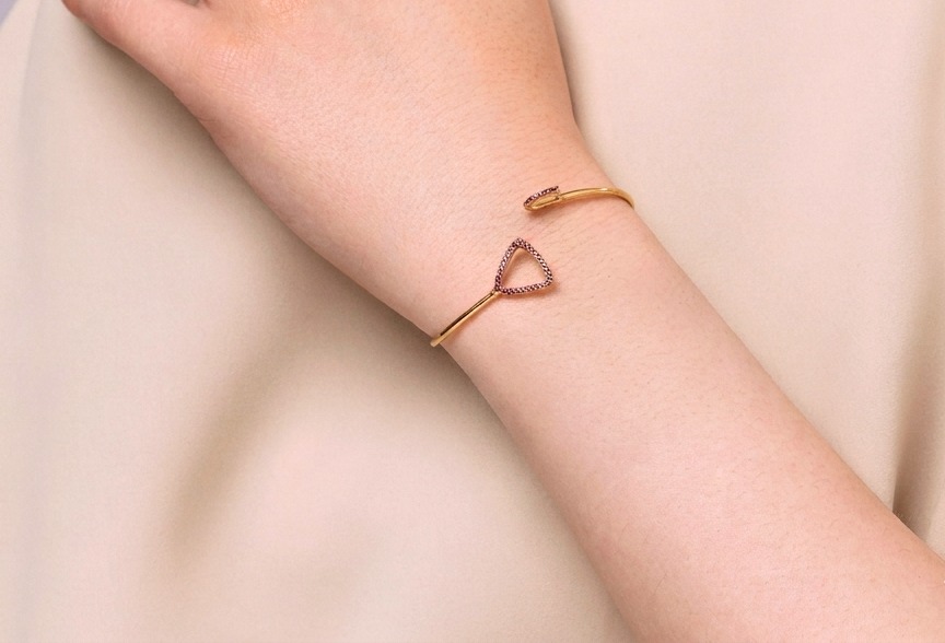 BRACELET JONC TRIANGLE PAVÉ bain or jaune