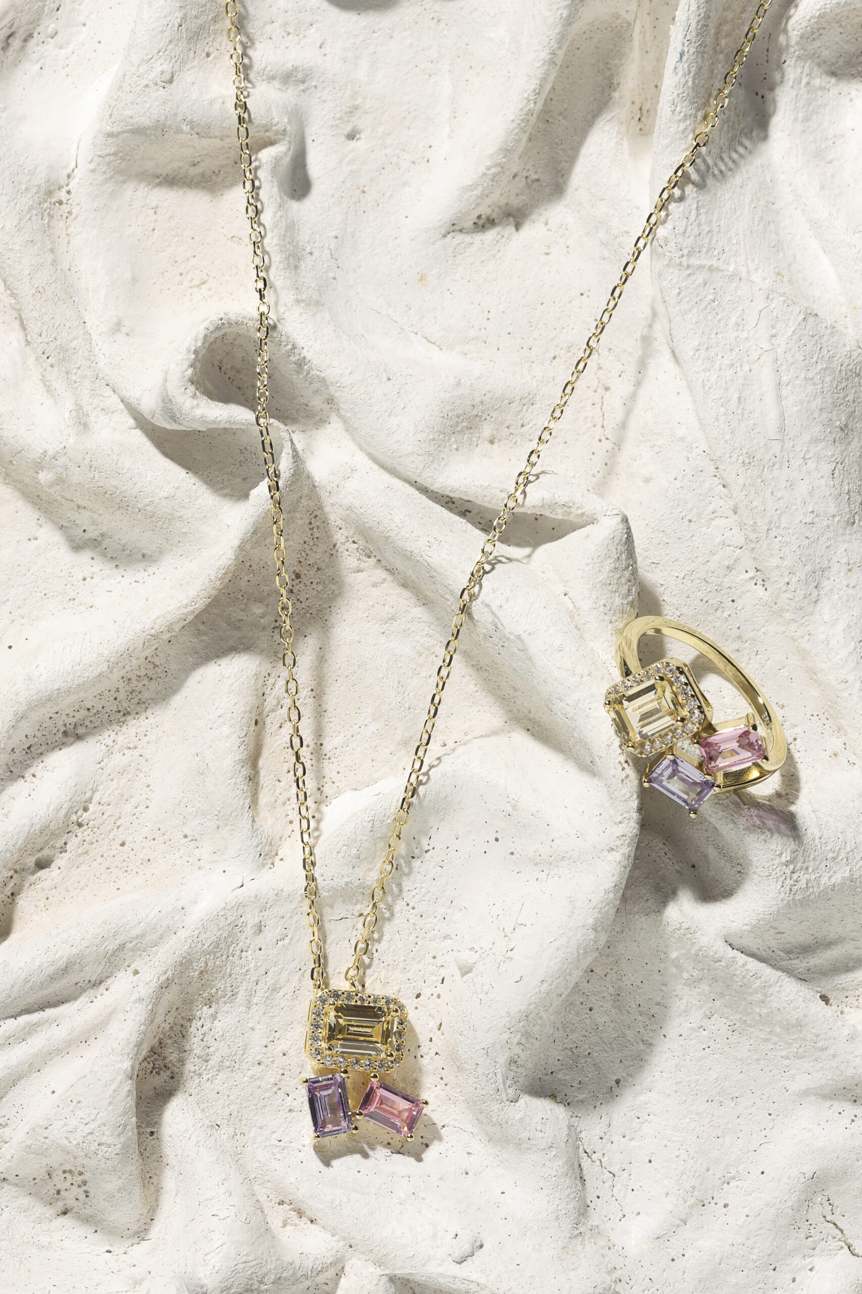 collier trio Candy pastels bk - bague trio pastels