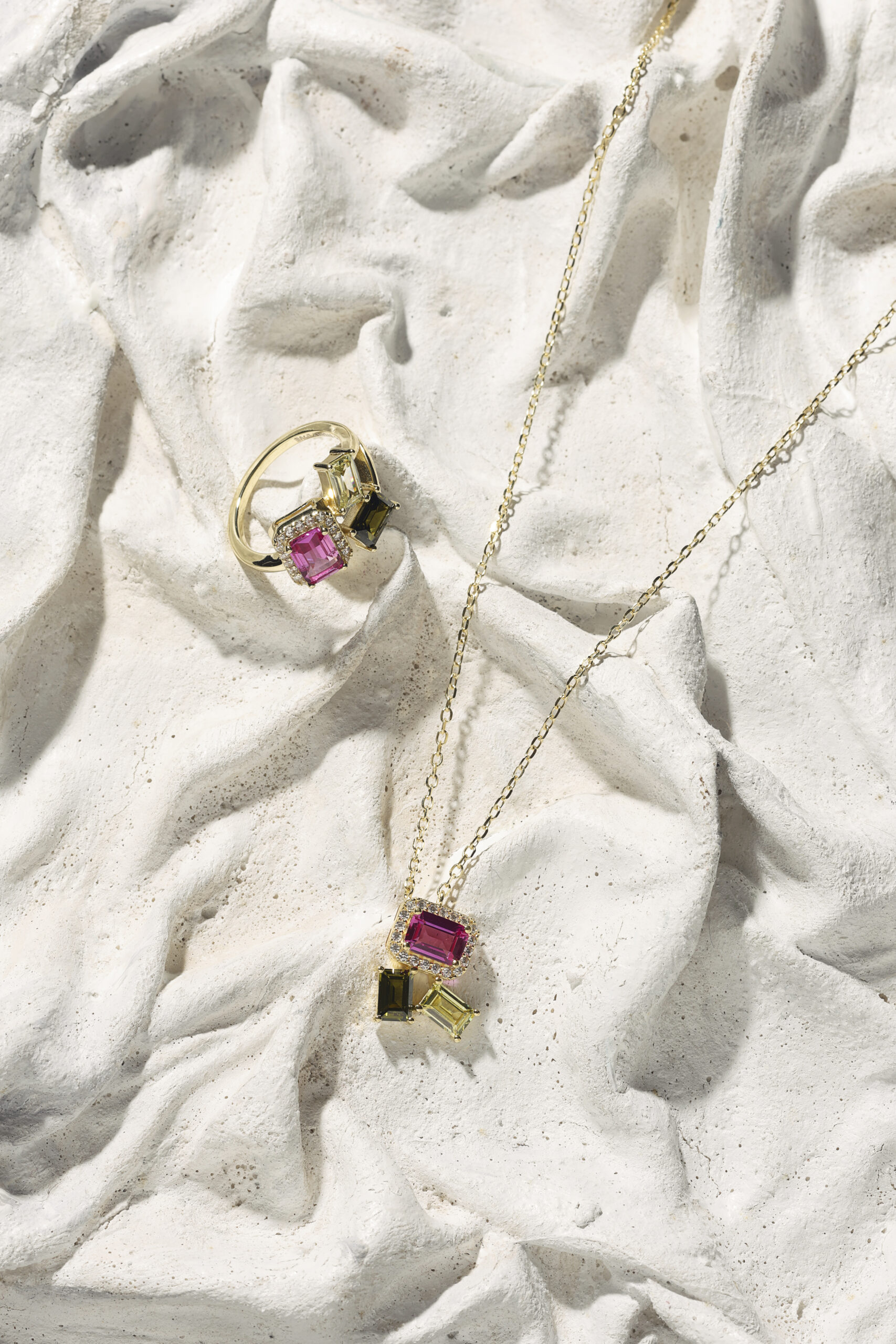 collier trio Candy pastels bk - bague trio pastels