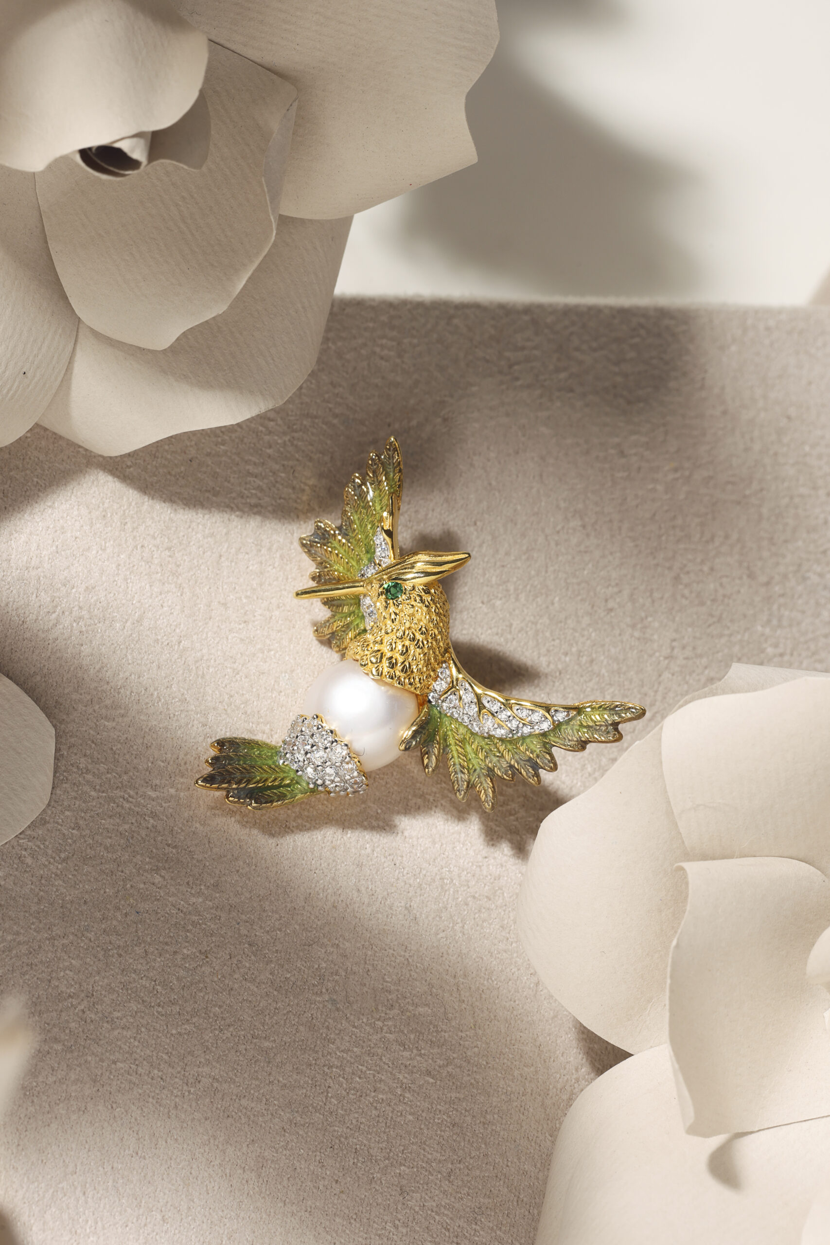 Broche salva Bird pearl green (1)